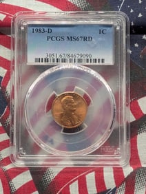 1983-D Lincoln Memorial Cent PCGS MS 67 RD By PCGS