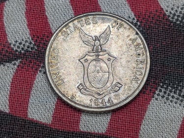 1944-D Philippines 75% Silver 20 Centavos. UNC