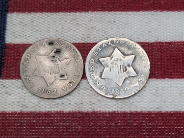 2 - Low Grade 1852 3-Cent Silver.