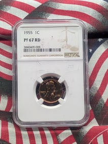 1955 Lincoln Wheat Cent PF 67 RD By NGC