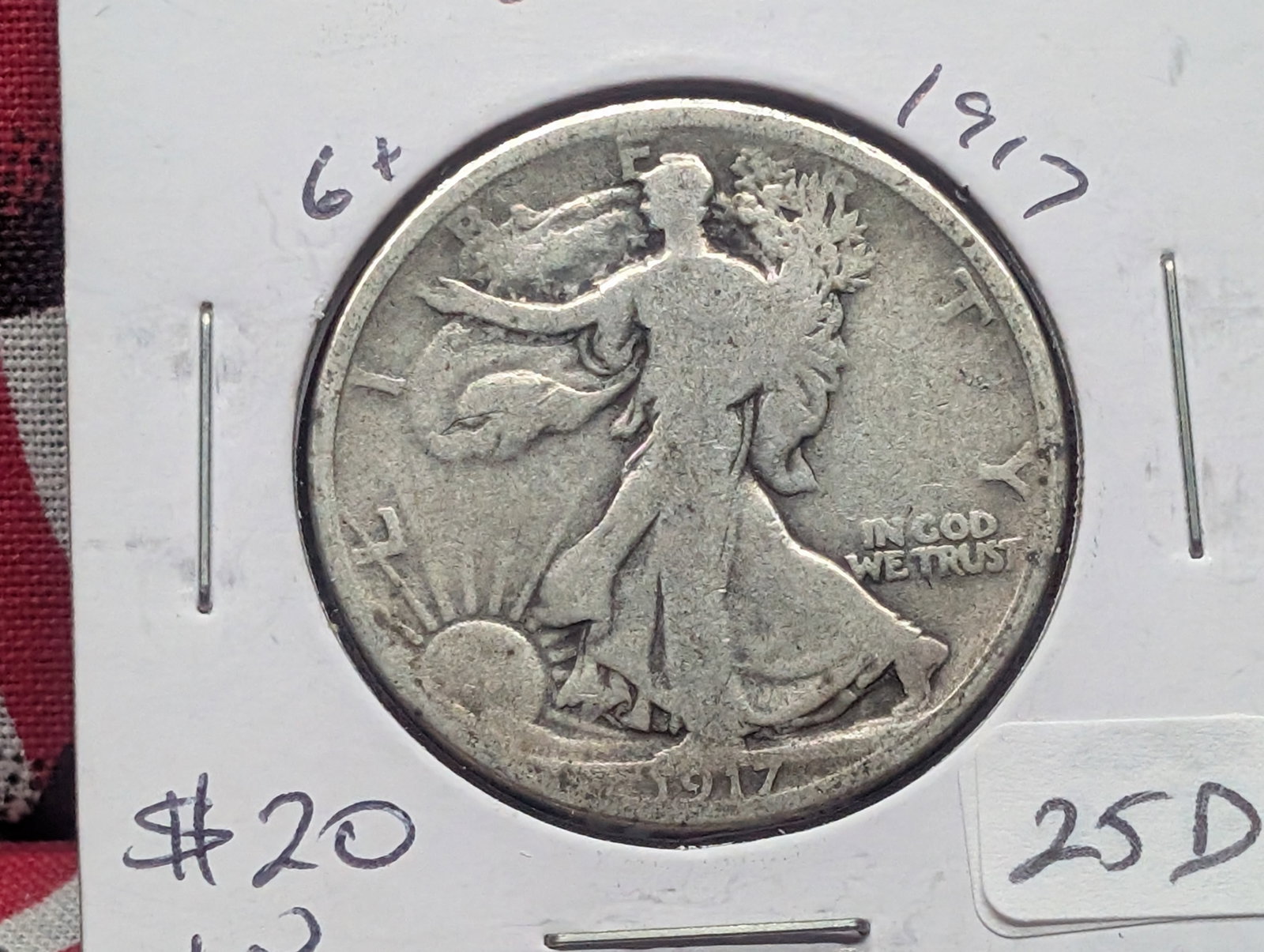 1917 Silver Walking Liberty Half Dollar - Better Teen Date!: 1917 Silver Walking Liberty Half Dollar - Better Teen Date!
