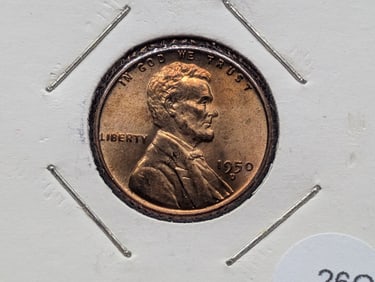 1950-D GEM BU RED Lincoln Wheat Cent