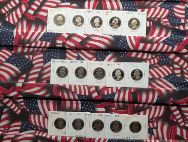 1977-S To 1991-S Proof Clad Quarters. 15 Coins Total.