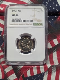 1951 Jefferson Nickel MS 66 By NGC