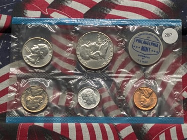 1963-P US Uncirculated Mint Set with Three 90% Silver Coins, No Envelope