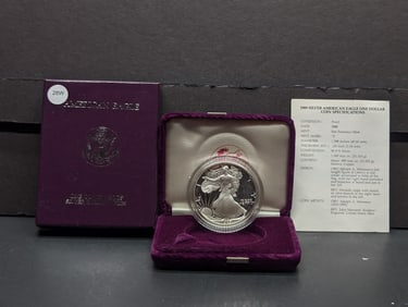 1989-S American Silver Eagle in OGP w/ COA, .999 Fine Silver One Troy Ounce