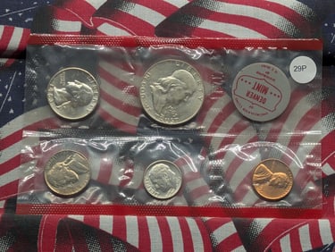 1963-D US Uncirculated Mint Set with Three 90% Silver Coins, No Envelope