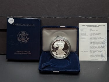 1994-P American Silver Eagle in OGP w/ COA, .999 Fine Silver One Troy Ounce