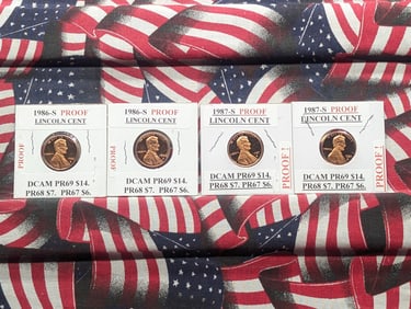 (2) 1986-S & (2) 1987-S Lincoln Memorial Proof Cents