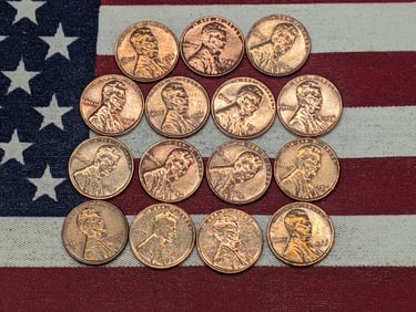 15, EF-BU, Vintage Lincoln Wheat Cents