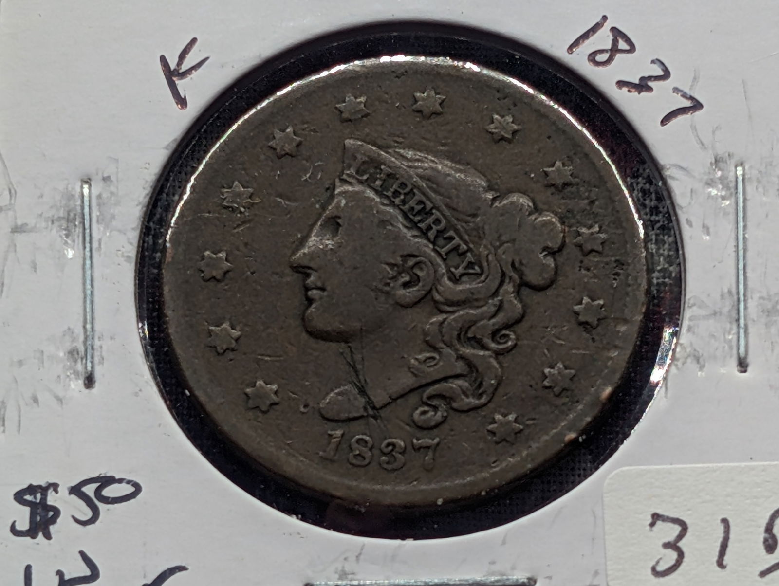 1837 Matron Head (Modified) Large Cent - 188 Years Old! - Better Date! (1 of 3)