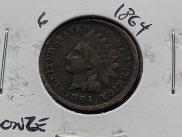 1864 - Bronze Indian Head Penny -Better Early Date! - Civil War Era!