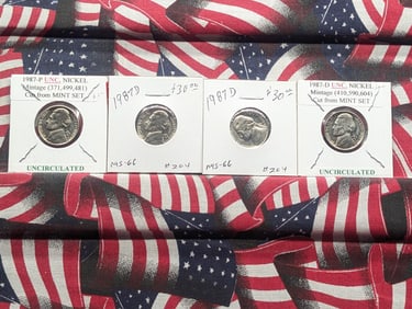 1987-P & (3) 1987-D Jefferson Nickels UNC