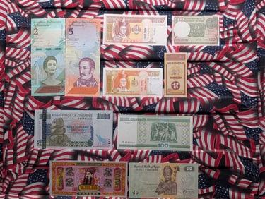 10 Foreign Crisp/Unc, Notes, Great Art