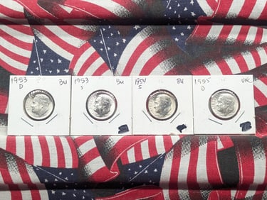 1953 D&S, 1954-S, & 1955-D Roosevelt Dimes