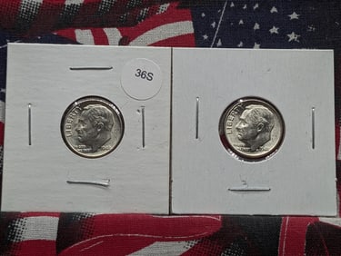 (2) 1946 Roosevelt Dimes - 90% Silver MS