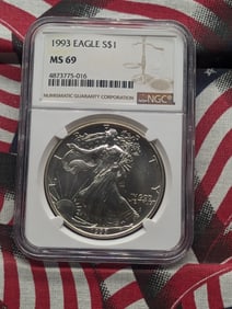 1993 American Silver Eagle Graded MS69 by NGC
