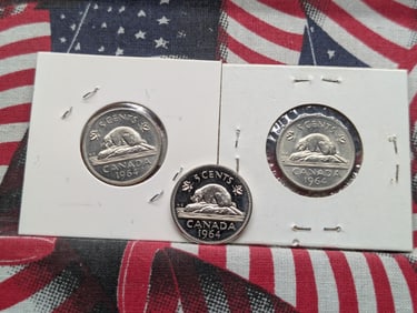 (3) 1964 Canadian Five Cents