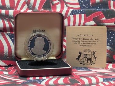 1978 Mauritius Sterling Silver 25 Rupee Coin. PROOF
