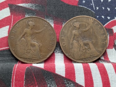 1916 & 1917 Great Britain Large Pennies
