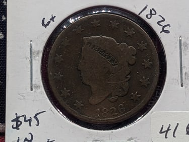 1826 Matron Head Large Cent - 199 Years Old! - Lower Mintage!