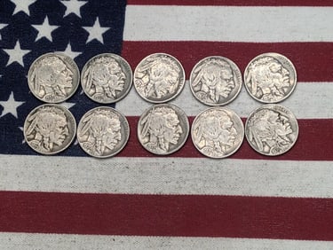10 Mixed Date/ Mixed MM Buffalo Nickels