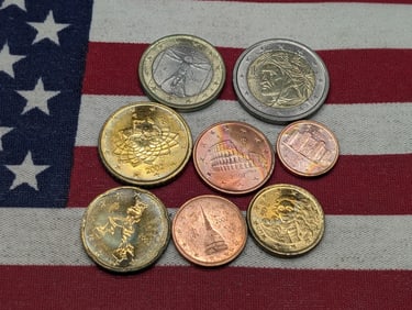 2002 Italy One, Two, Five, Ten, Twenty, & Fifty Euro Cents & One & Two Euro Coins