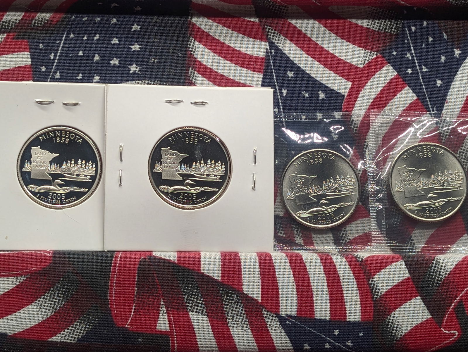 2005 P, D, S Clad Proof, & S 90% Silver Proof Complete State Quarter Set, Minnesota (MN) (1 of 4)