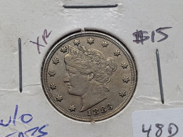 1883 w/o Cents Liberty Nickel - Better Grade! - Full Liberty!