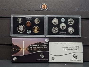 2019-S US Silver Proof Set Complete w/ the West Point Lincoln Cent, w/COA in OGP, Contains (7) 90%