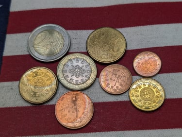 2002 Portugal One, Two, Five, Ten, Twenty, & Fifty Euro Cents & One & Two Euro Coins
