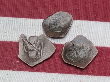 Three 12th-14th Century, Good Details, Depicting Jesus & Mary, Byzantine Cup Coins-Medieval Coins,