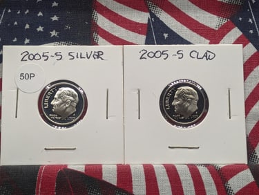 2005-S Clad Proof & 90% Silver Proof Roosevelt Dimes
