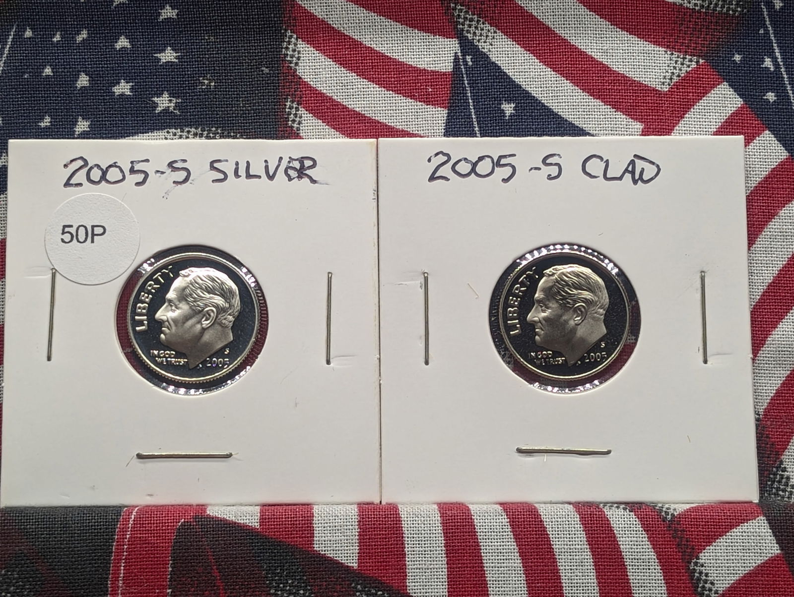 2005-S Clad Proof & 90% Silver Proof Roosevelt Dimes (1 of 3)