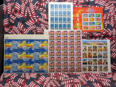 Folder of Five Complete Sheets of U.S. Stamps