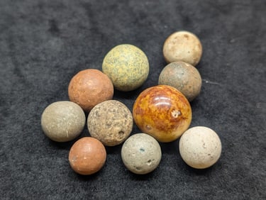 10 Civil War Era Marbles, 1860's, With Bennington's