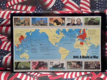 Sleeve of "A World At War" Stamps All MOGNH
