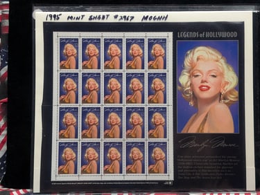 Sleeve w/Sheet of Marilyn Monroe Stamps All MOGNH