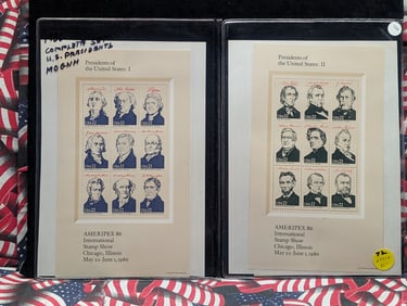 Sleeve of Complete Set of 1986 U.S. Presidents Stamps All MOGNH