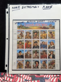 Extremely Rare Error Sheet of Bill Pickett Stamps All MOGNH