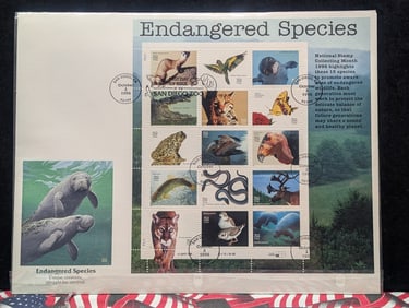 Rare Complete Set of Endangered Species First Day Cachets