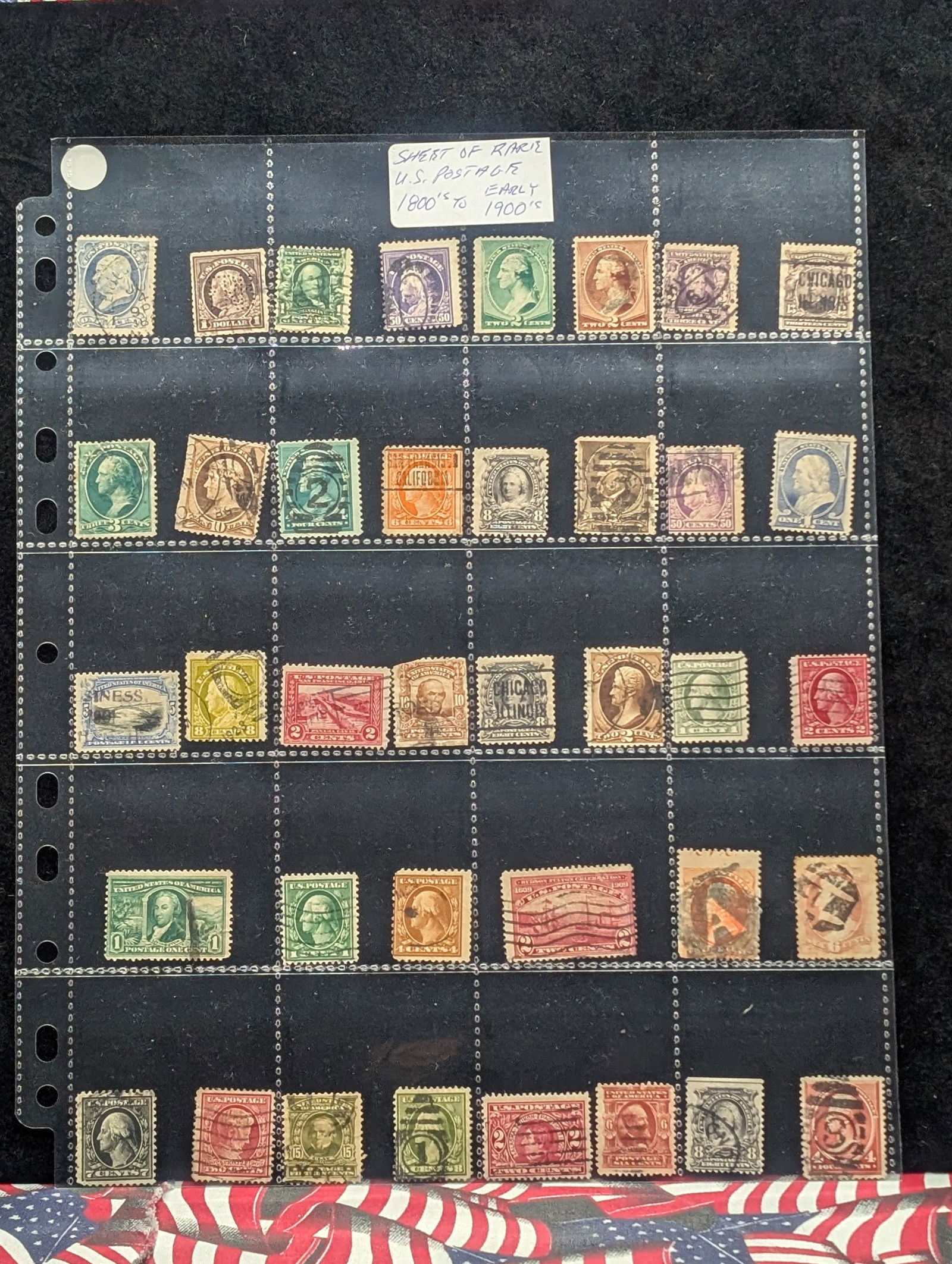 Sheet of Rare 1800's to Early 1900's U.S. Stamps (1 of 3)