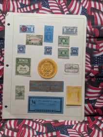 Sheet of Assorted U.S. Tax Stamps All Mint