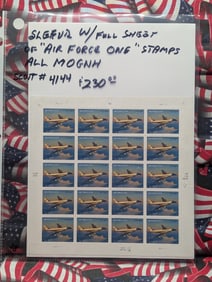Sleeve w/Full Sheet of Air Force One Stamps Scott# 4144 All MOGNH