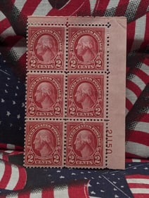Rare 1920 Washington Two Cent Plate Block Stamp Scott# 554 MOGNH