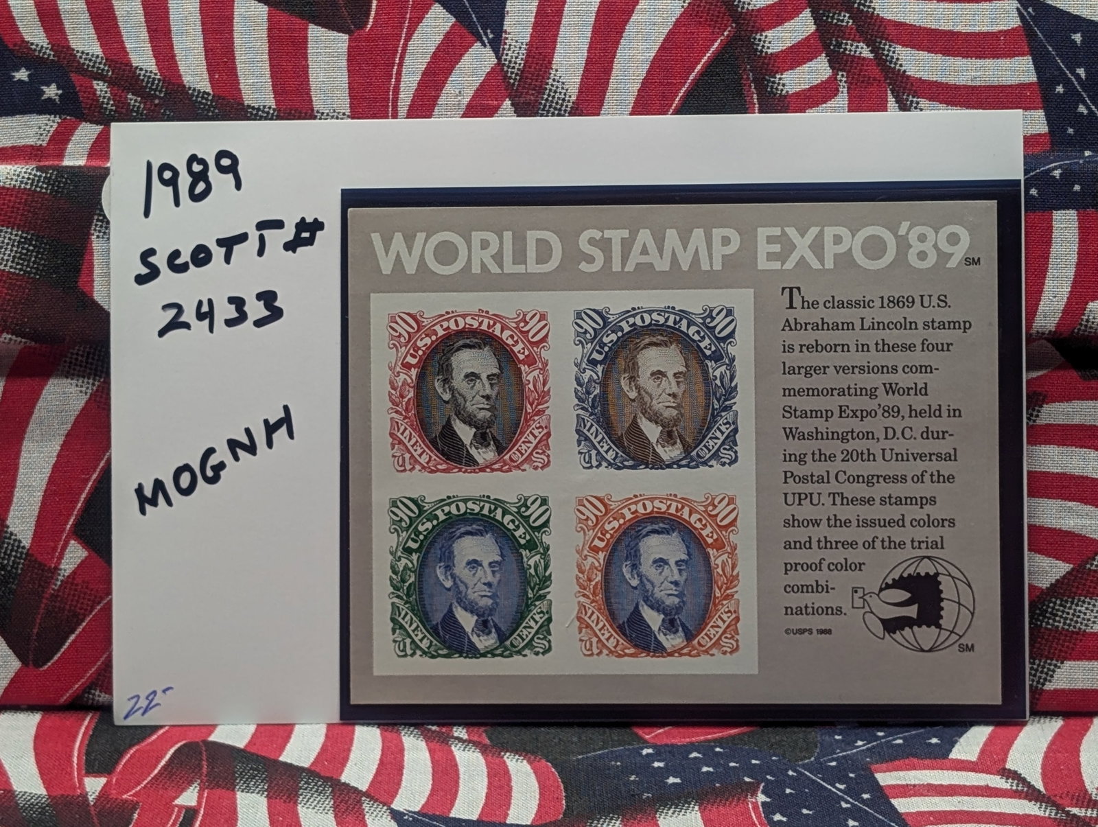 1989 World Stamp Expo Sheet Scott# 2433 MOGNH: 1989 World Stamp Expo Sheet Scott# 2433 MOGNH