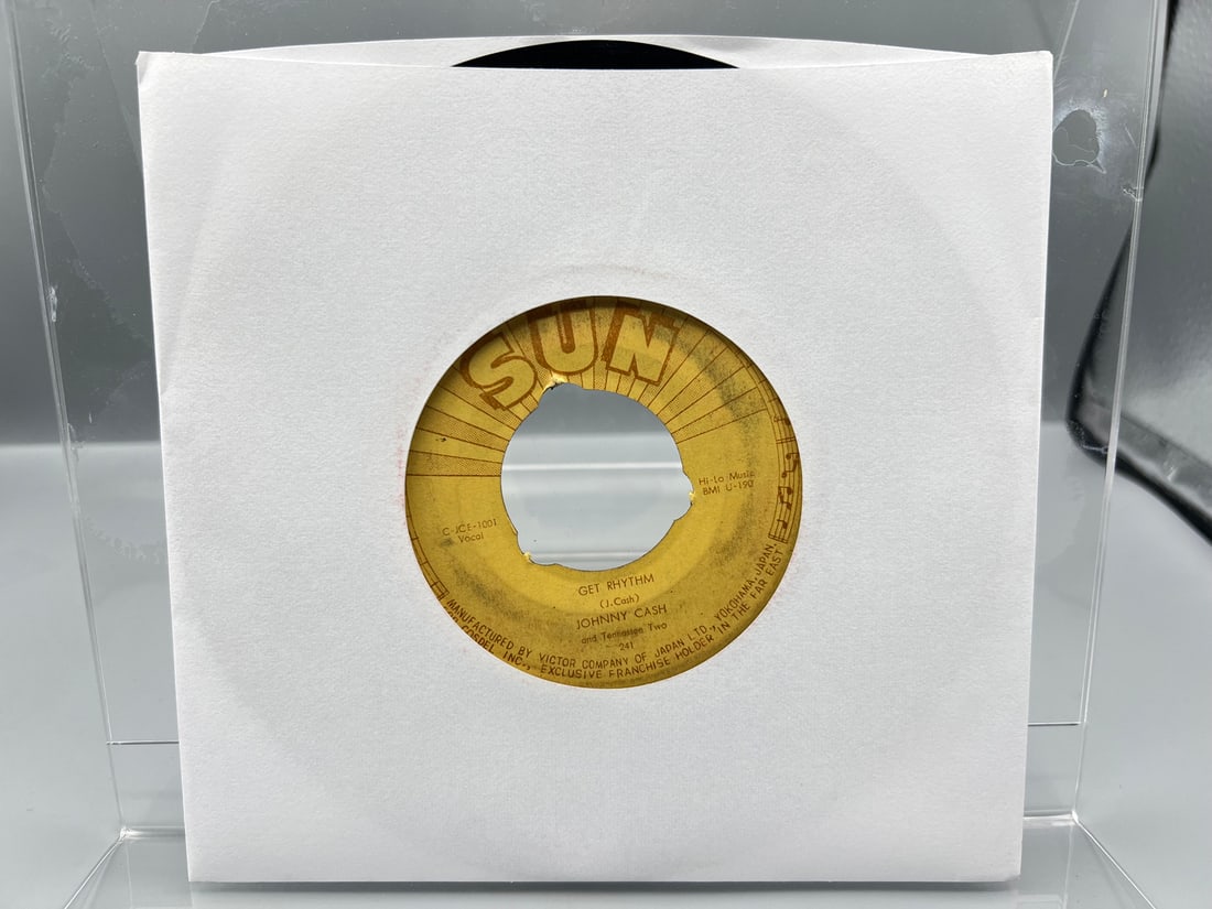 1956 Johnny Cash And Tennessee Two Get Rhythm/I Walk The Line 45 RPM Record - 241 - Sun Label (1 of 4)