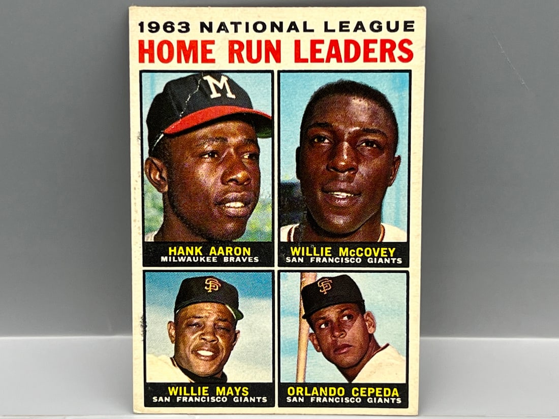 1964 Topps NL Home Run Leaders #9 - Hank Aaron, Willie McCovey, Willie Mays, Orlando Cepeda (1 of 2)