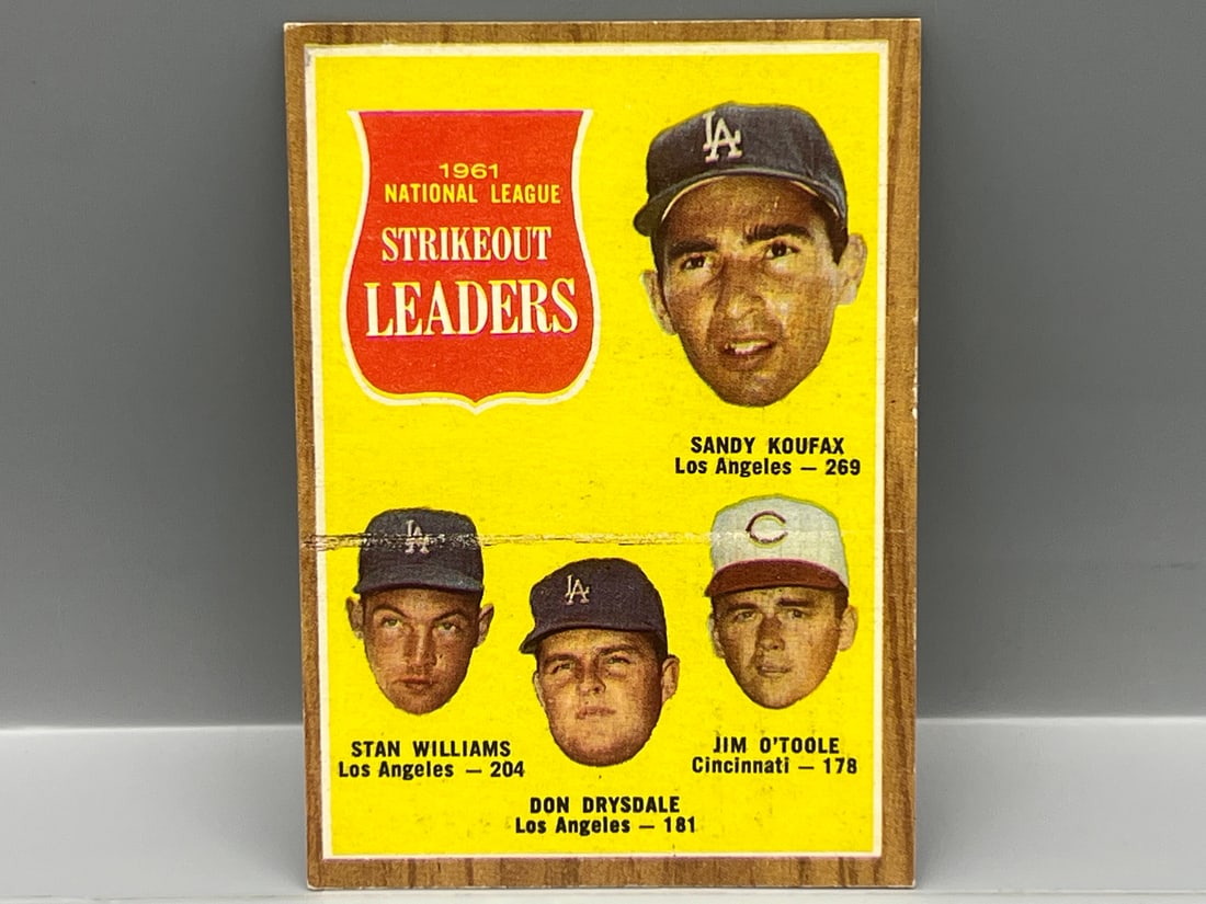 1962 Topps NL Strikeout Leaders Koufax/Williams/Drysdale/O'Toole #60: 1962 Topps NL Strikeout Leaders Koufax/Williams/Drysdale/O'Toole #60