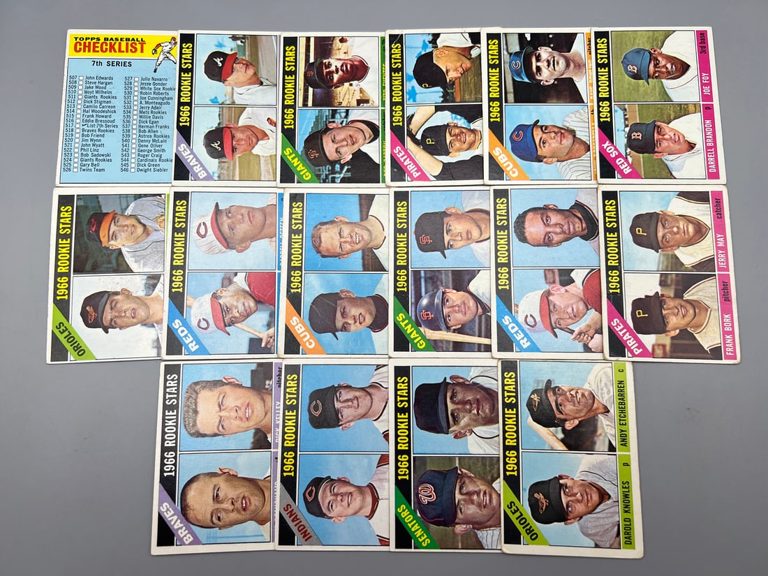 Lot of 16 - 1966 Topps Baseball Rookie Stars w/Checklist - Varying Conditions (1 of 4)